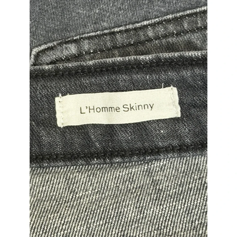FRAME L'Homme Skinny Jeans Mens 31 Black Oak Rips‎ Distressed LMHKB786 Grey